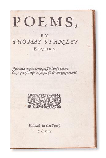 BINDING.  Stanley, Thomas. Poems.  1651.  In morocco mosaic binding by Stikeman & Co.